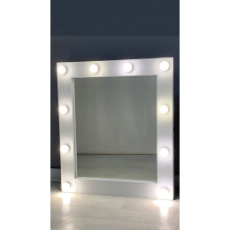 Гримерное зеркало на стену с подсветкой лампочками 80х90 см